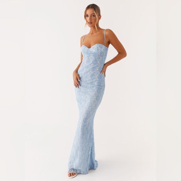 Peppermayo Exclusive - Sonia Maxi Dress - Light blue lace long dress - Picture 1 of 7